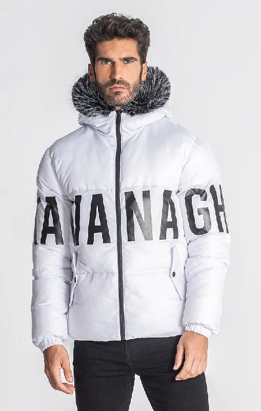 men's lightweight jackets -White Respect Puffer Jacket