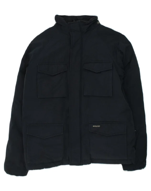 men's sports jackets for work -WOOLRICH Boys Padded Jacket 11-12 Years Black Cotton