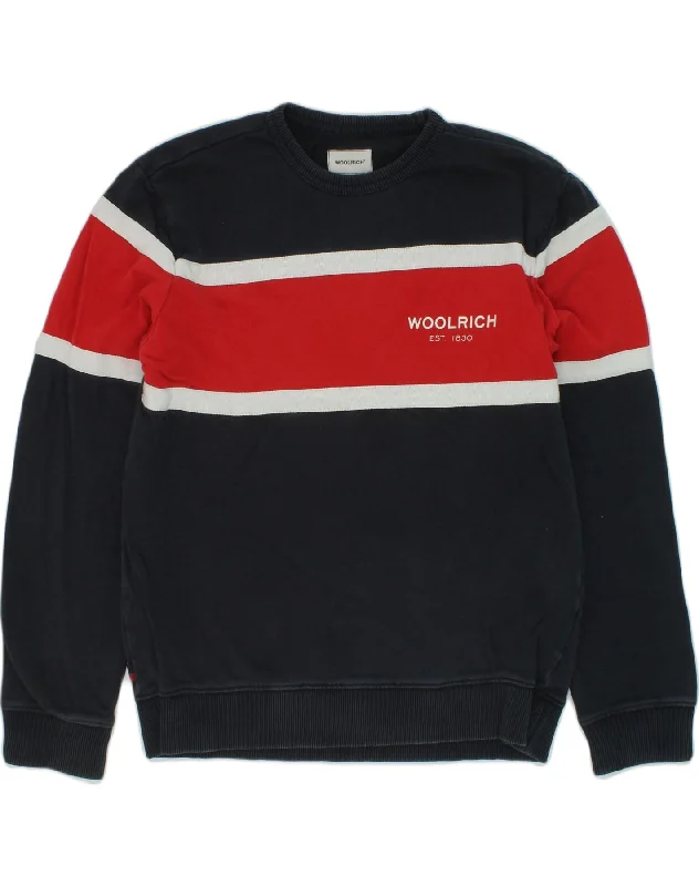 men's hoodie with stylish patterns -WOOLRICH Boys Sweatshirt Jumper 11-12 Years Black Colourblock Cotton